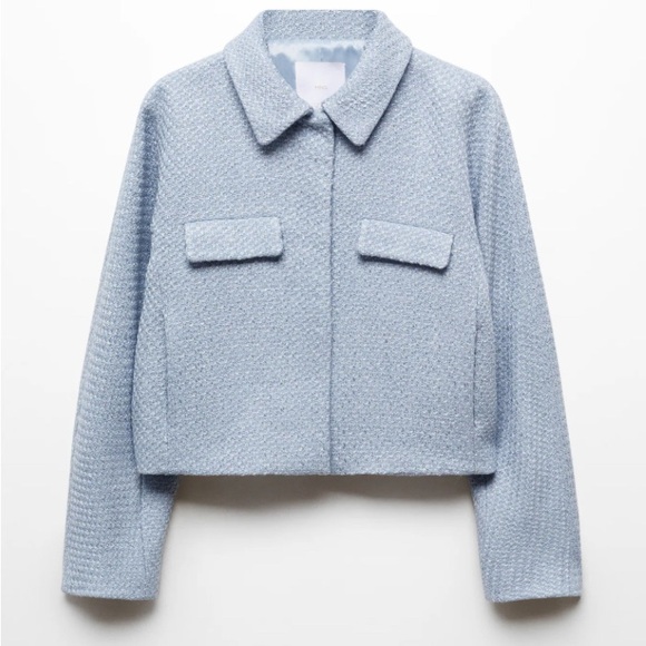 Mango Light Blue Textured Blazer size small foe pockets - Picture 1 of 10
